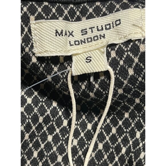 Max Studio London Womens Black Diamond Print Lightweight Top Size S Short Length - Picture 5 of 9